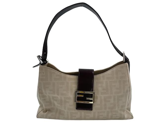 Baguette Croissant Baguete Fendi em Lona Branca Branco  ref.993531