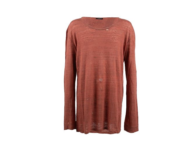 Balmain Distressed Langarm-T-Shirt Orange