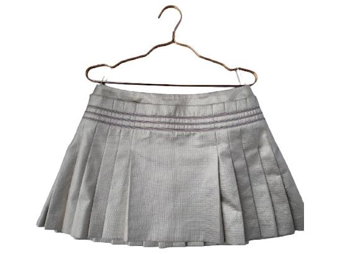 CHANEL Gold Lame Pleated Mini Skirt Golden Cotton  ref.993658