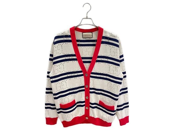 ***GUCCI GG gestrickter gestreifter Baumwoll-Cardigan Mehrfarben Baumwolle  ref.993667