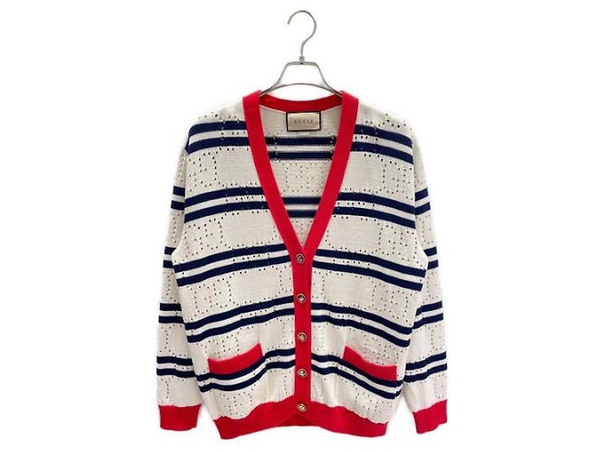***Cárdigan de algodón a rayas de punto GUCCI GG Multicolor