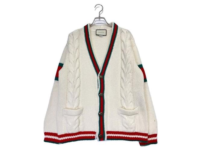 ***GUCCI  sherry line cardigan Red Green Wool  ref.993694