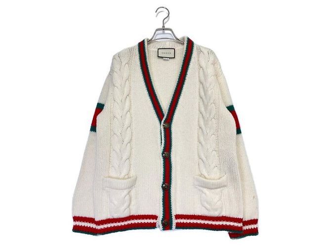 ***GUCCI Sherry-Strickjacke Rot Grün