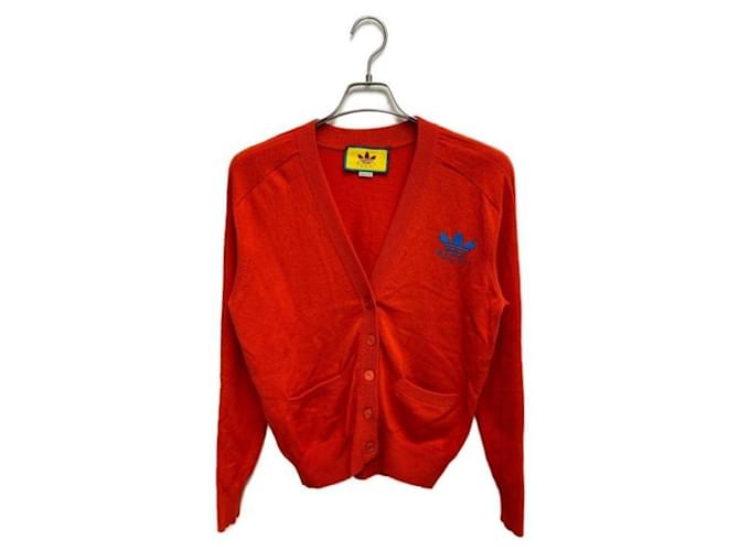 ***GUCCI x adidas GG Strickjacke aus weicher Wolle Rot Nylon Acryl Polyurethan  ref.993707