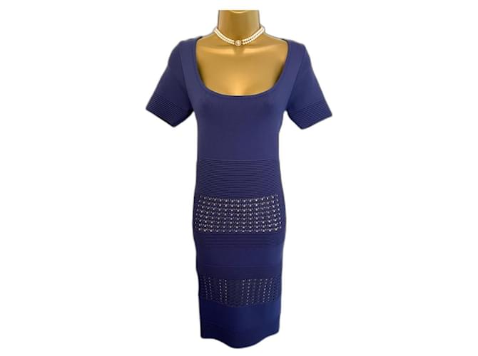 Reiss Lavender Blue Crochet Bandage Short Sleeve Bodycon Dress Size S UK 8/10 Purple Viscose  ref.993723
