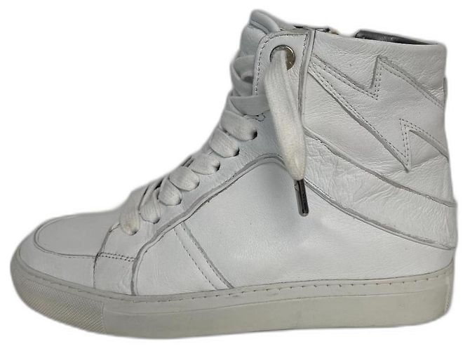 Baskets Zadig & Voltaire ZV1747 HIGH FLASH en cuir blanc
