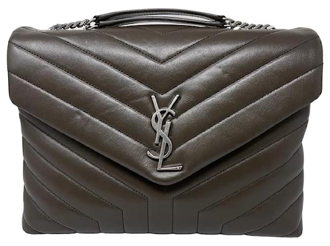 Authentic YVES SAINT LAURENT Clutch Hand Bag Purse PVC Leather Gray | eBay