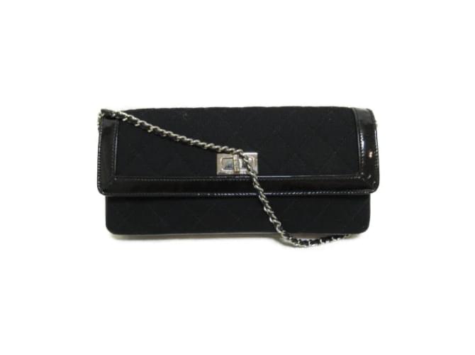 Chanel Matelasse Reissue Cotton & Leather Trim Flap Bag Black ref
