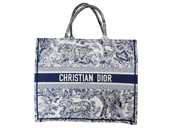 Bolsa pequena Dior Book em tela azul marinho Lona  ref.993995