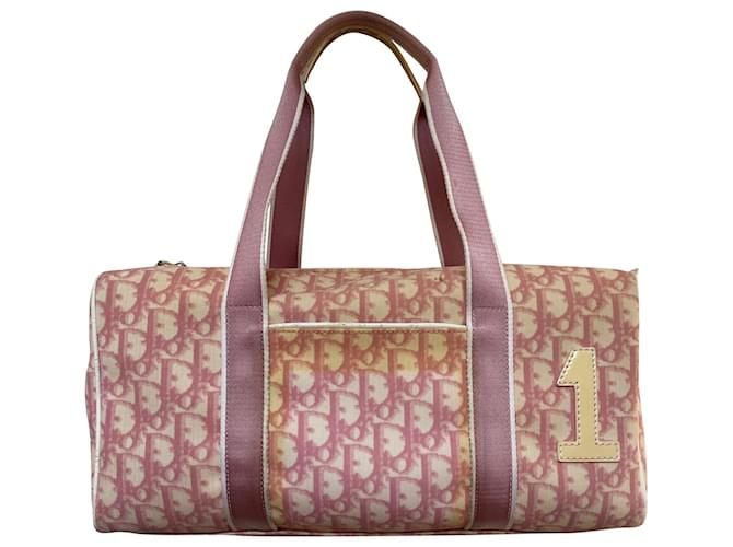 Borsa Dior Trotter in tela x pelle verniciata Borsa Boston rosa  ref.994008
