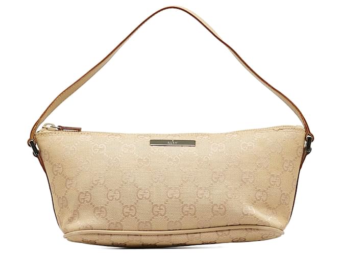 Gucci Beige/Brown GG Canvas and Leather Boat Pochette Bag