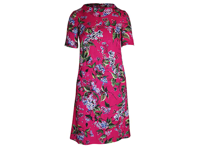 Knielanges Kleid mit Blumenmuster von Escada aus rosafarbener Baumwolle Pink  ref.994335