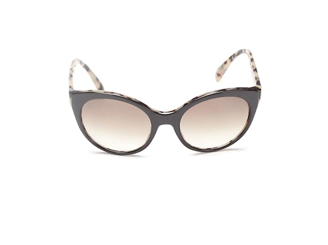 Prada Übergroße Sonnenbrille mit Leopardenmuster Schwarz Kunststoff  ref.994346