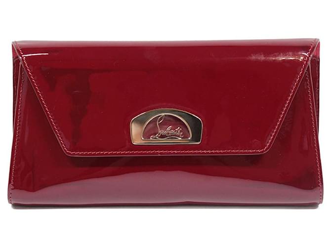 Christian Louboutin Pochettes Cuir vernis Bordeaux  ref.994613