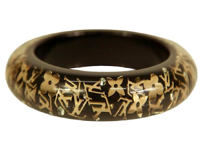 Louis Vuitton black with gold Inclusion resin sequins bangle bracelet  ref.994689