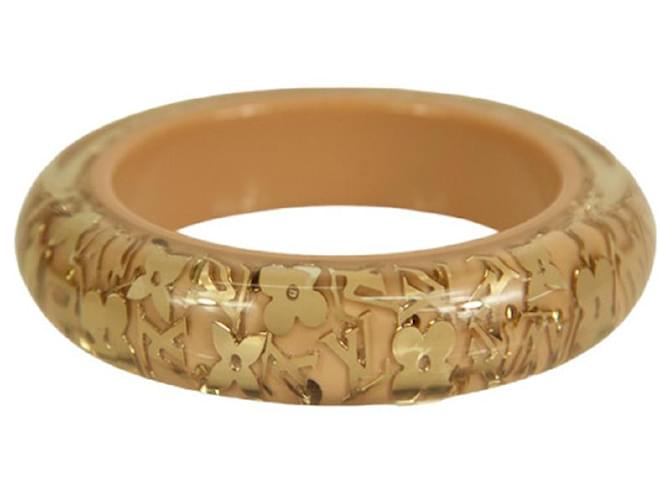 Louis Vuitton beige with gold Inclusion resin sequins bangle bracelet  ref.994697