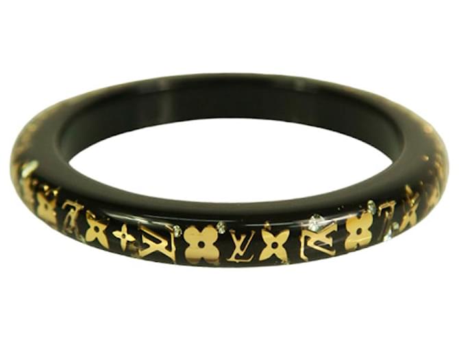 Louis Vuitton black with gold Inclusion resin sequins bangle