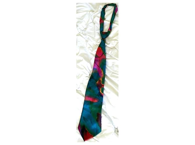 Autre Marque Alain Delon Cravate Soie à imprimé abstrait Vintage Multicolore  ref.994761