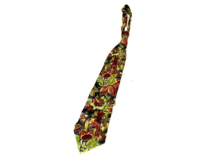 Gravata vintage de seda com estampa floral Kenzo Multicor Verde claro  ref.994775