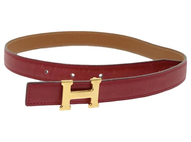 Hermès HERMES Belt Leather 29.1"" Red Auth am4718  ref.994801