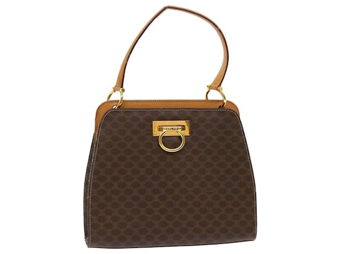 Céline CELINE Macadam Canvas Hand Bag PVC Leather Brown Auth 47659  ref.994863