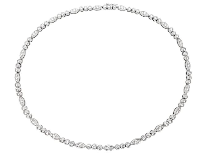 Colar Cartier "Lace" em platina, ouro branco e diamantes.  ref.994914