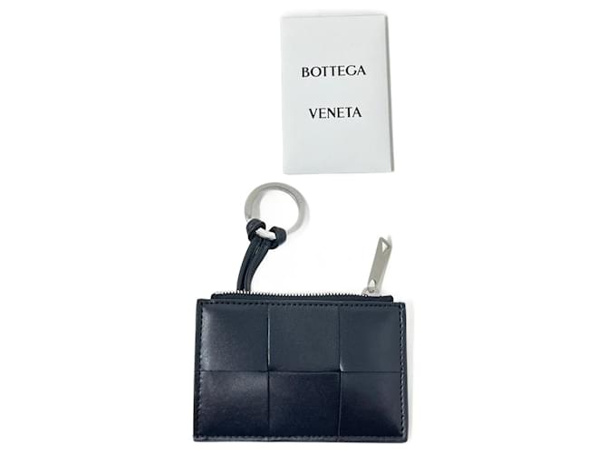BOTTEGA VENETA Porta-chaves de couro com motivo Intrecciato Preto  ref.995003