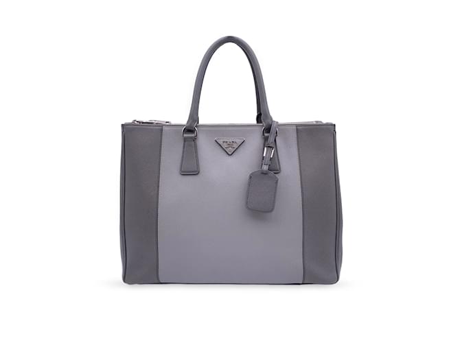 Prada Saffiano Galleria Tote Bag in grey calf leather leather ref