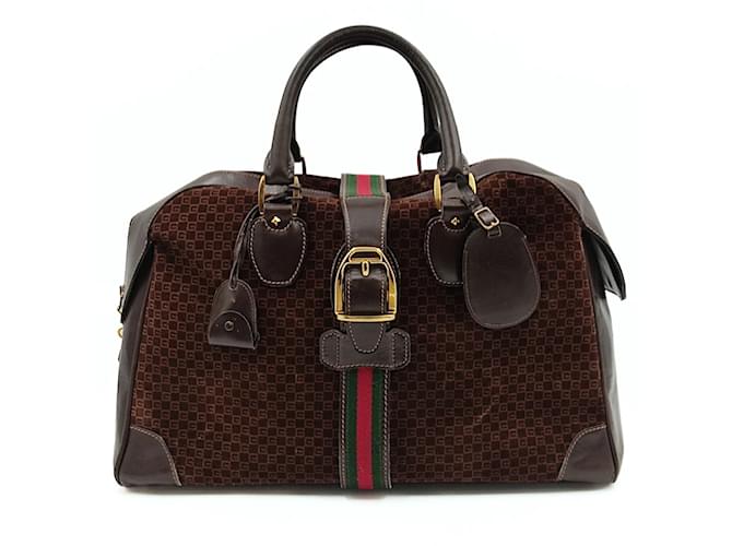 Vintage Gucci Style Shoulder Bag Red Burgundy Calfskin & Suede