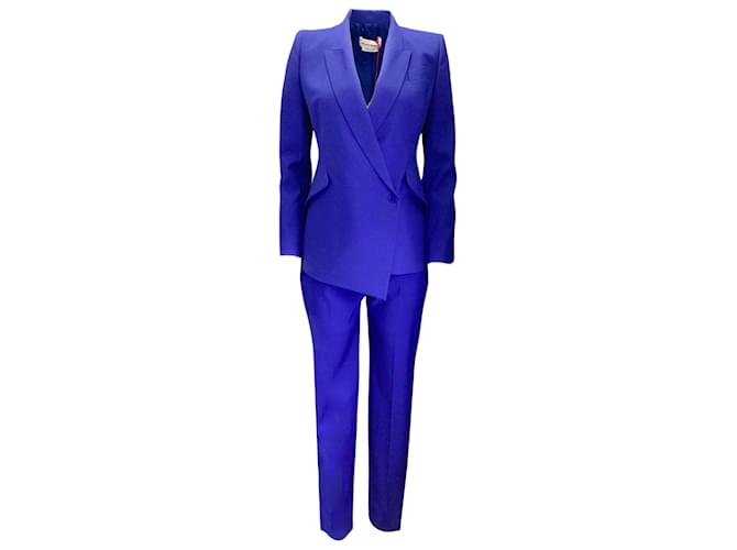Alexander McQueen Royal Blue Wool Jacket and Pants Two-Piece