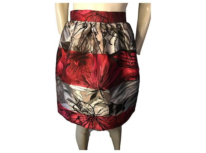 Autre Marque Marco Bologna brocade skirt Silvery Red Polyester  ref.996232