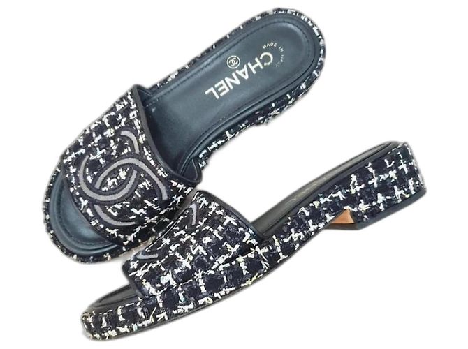 Chanel CC Mesh Tweed Slide Mules Multiple colors