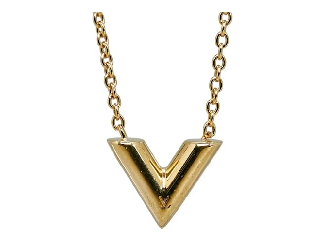 Louis Vuitton Necklace Essential V Pendant Gold Metal Italy