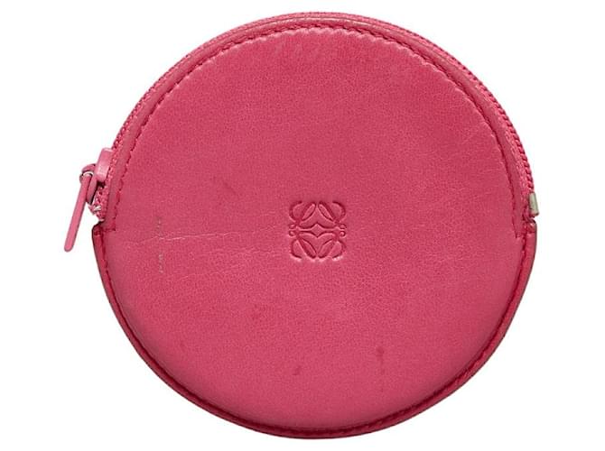 Loewe Anagram Leder-Münzbeutel in sehr gutem Zustand Pink  ref.996305