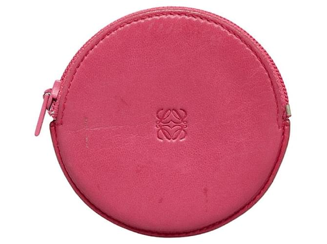 Loewe Anagram Coin Purse Pink Leather Pony-style calfskin  ref.996305