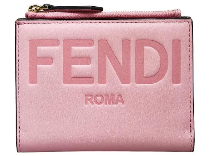 Fendi Leather Logo Bifold Wallet 8M0447 Pink Pony-style calfskin  ref.996307
