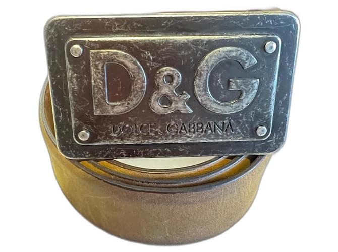 Dolce & Gabbana Dolce Gabana leather belt Beige Fur  ref.996342