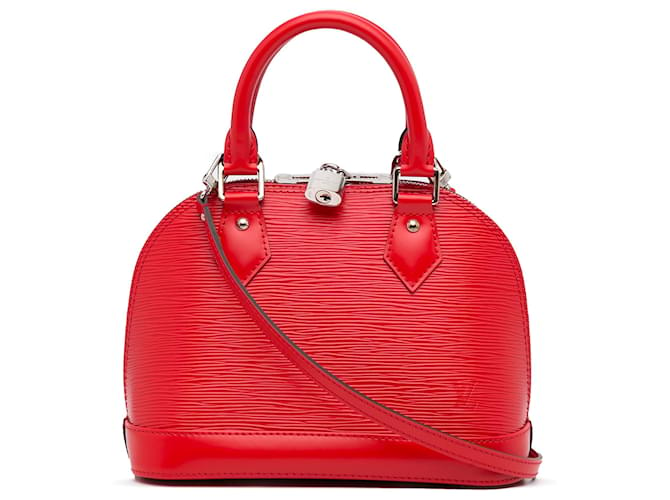 Louis Vuitton Alma Bb EPI Leather Satchel Crossbody Bag Red