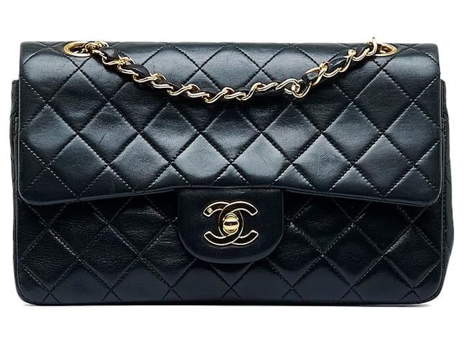 Chanel Black Small Classic Lambskin Double Flap Leather ref.996391 - Joli  Closet