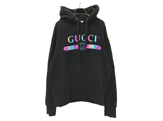 ***GUCCI  aurora logo pullover hoodie Black Cotton  ref.996475