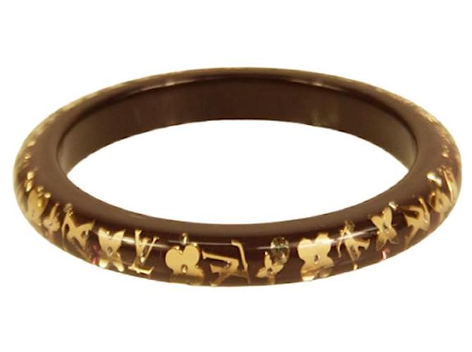 Louis Vuitton Thin Inclusion PM pulseira marrom com lantejoulas de resina dourada  ref.996476