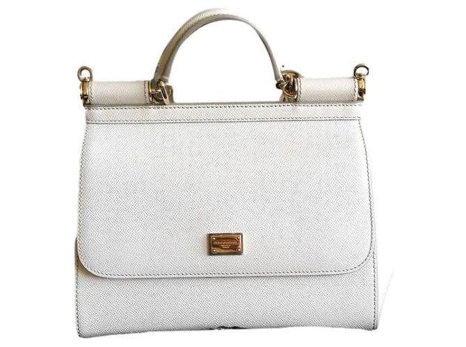Bolsa de mão Dolce & Gabbana Sicily em couro branco