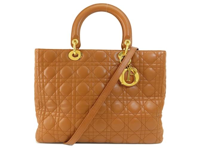 Dior Lady Dior Brown Leather  ref.996884