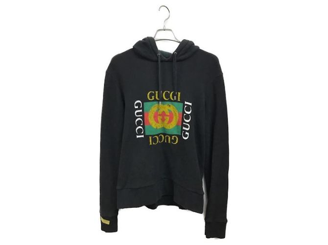 ***Kapuzenpullover mit GUCCI-Logo-Print Schwarz