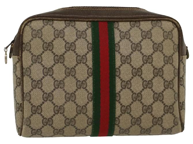 GUCCI GG Canvas Web Sherry Line Clutch Bag Beige Red 27004998 Auth th3783  ref.996902