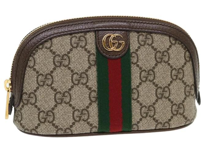 GUCCI GG Canvas Web Sherry Line Ophidia Pouch Beige Red Green 625550 auth 47562  ref.996915
