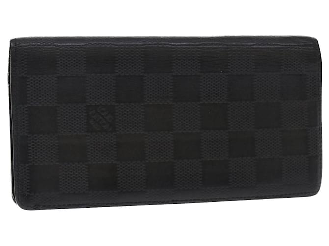 Auth Louis Vuitton Damier Infini Portefeuille Brazza Wallet N63010 Black