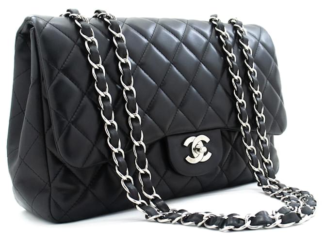 CHANEL Classic Large 11 Chain Shoulder Bag Flap Black Lambskin Leather  ref.996952 - Joli Closet