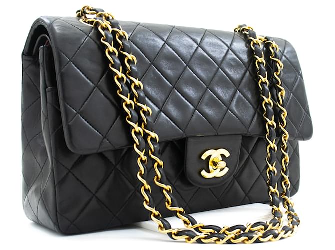 Chanel Classic lined flap 10 Chain Shoulder Bag Black Lambskin Leather  ref.996979 - Joli Closet