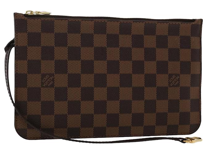 LOUIS VUITTON NEVERFULL POUCH CLUTCH WRISTLET DAMIER EBENE